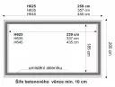 Rozměry betonového základu skleníků HOBBY H 625, H 635 a H 645